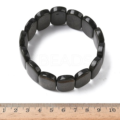 Natural Golden Sheen Obsidian Beads Stretch Bracelets for Women Men BJEW-I323-02N-1