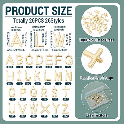 26Pcs 26 Styles Brass Charms KK-TA0003-40-1
