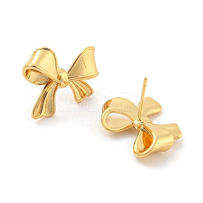 Bowknot Rack Plating Brass Stud Earrings EJEW-K263-34G-1