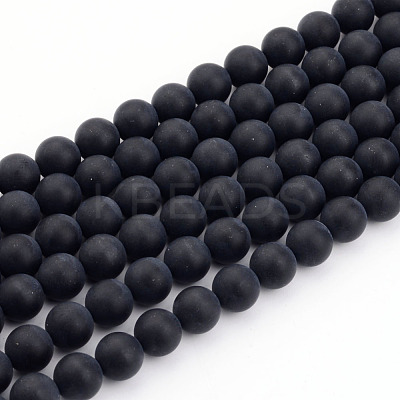 Dyed & Heated Natural Black Agate Bead Strands X-G-H056-4mm-1