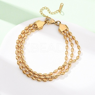 304 Stainless Steel Beads Multi-strand Bracelets BJEW-K287-01G-1