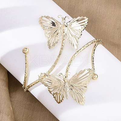 Butterfly Alloy Arm Cuff Bangles for Girl Women LS-AJEW-A063-01I-G-1
