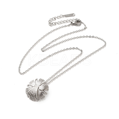 304 Stainless Steel Cable Chain Flower Pendant Necklaces for Women NJEW-Z049-03P-1