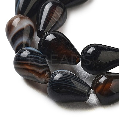 Natural Striped Agate/Banded Agate Dyed & Heated Beads Strands G-B106-A16-02-1