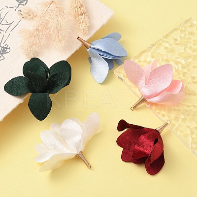 10Pcs 5 Colors Silk Flower Big Pendants IFIN-YW0001-74-1