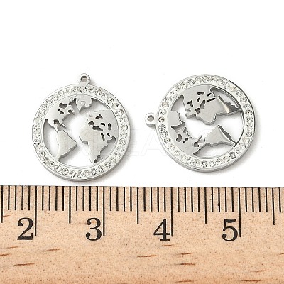 304 Stainless Steel Rhinestone Pendants STAS-V015-08P-1