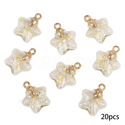 20Pcs Luminous Glass Pendants FIND-YW0009-11B-1