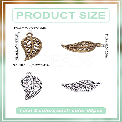160pcs 2 color Tibetan Style Alloy Pendants TIBEP-LP0001-04-1