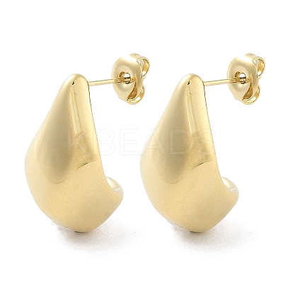 Ion Plating(IP) 304 Stainless Steel Teardrop Stud Earrrings EJEW-P258-06G-1