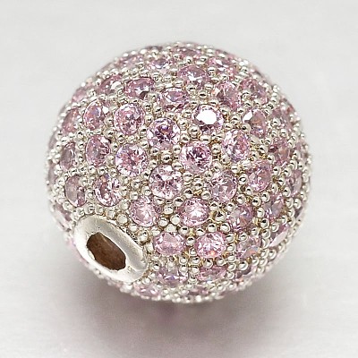 CZ Brass Micro Pave Cubic Zirconia Round Beads ZIRC-L017-8mm-16P-1