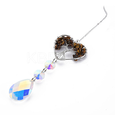 Natural Tiger Eye Big Pendants G-N333-008D-1