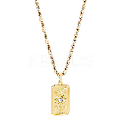 1Pc Brass with Cubic Zirconia Pendants Necklaces NJEW-LP0001-46F-G-1
