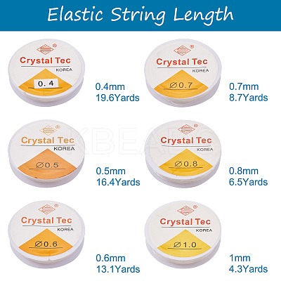 12Roll 6 Style Round Crystal Elastic Stretch Thread EW-YS0001-01-1