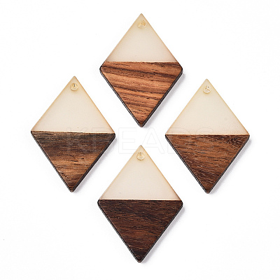 Walnut Wood & Luminous Glow in the Dark Resin Pendants RESI-N039-76-1