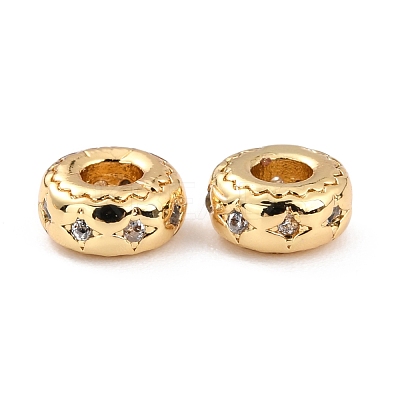 Brass Micro Pave Clear Cubic Zirconia Beads ZIRC-P091-05A-G-RS-1