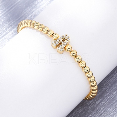 Brass Round Beads Stretch Bracelets BJEW-A034-05G-1
