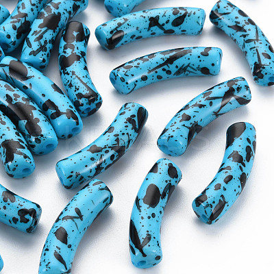 Opaque Spray Painted Acrylic Beads MACR-S372-002F-B07-1