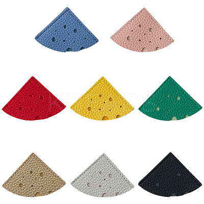 16Pcs 8 Colors PU Leather Fan Bookmarks AJEW-CL0001-23-1