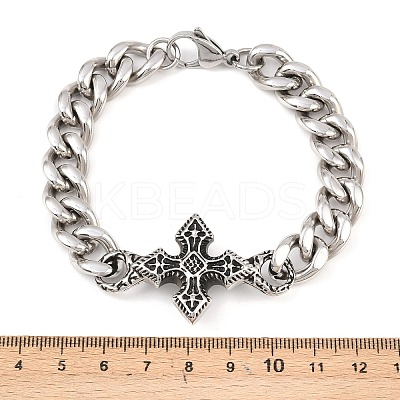 Stainless Steel Cuban Link Chian Bracelets BJEW-D379-04ASP-1