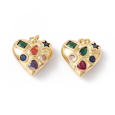 Rack Plating Brass Micro Pave Colorful Cubic Zirconia Pendants ZIRC-C040-13G-1
