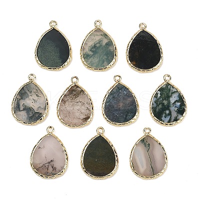 Natural Moss Agate Pendants G-K347-08G-05-1
