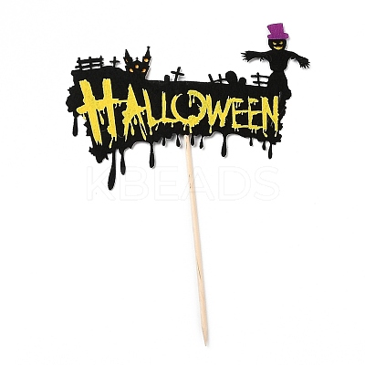 Felt Cloth & Paper Halloween Words Cake Insert Card Decoration DIY-H108-37-1