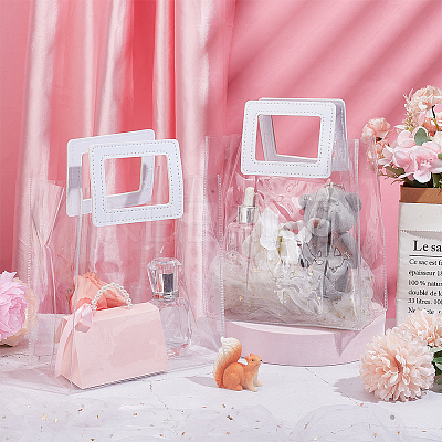 Valentine's Day Rectangle Transparent PVC Storage Bags with Handle ABAG-WH0046-05B-1
