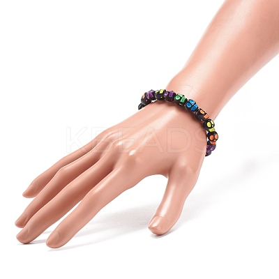 Acrylic Skull Beaded Stretch Bracelet BJEW-JB08544-1
