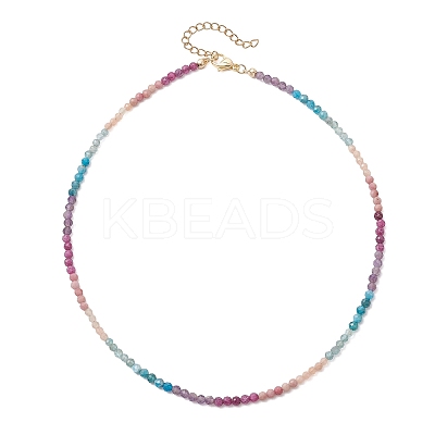 3.5MM Faceted Round Natural Rhodonite & Amethyst & Apatite & Sunstone & Ruby Beaded Necklaces NJEW-JN05973-1