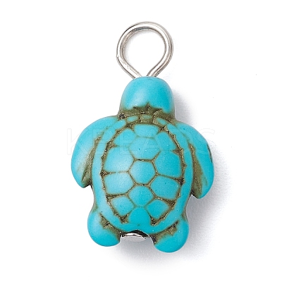 Dyed Synthetic Turquoise Pendants PALLOY-JF02924-01-1
