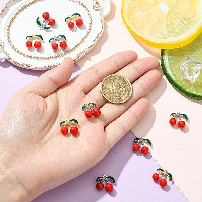 10Pcs 2 Colors Rack Plating Alloy Enamel Pendants FIND-YW0007-10-1
