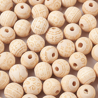 100Pcs 10 Style Unfinished Natural Wood European Beads WOOD-CW0001-03-1