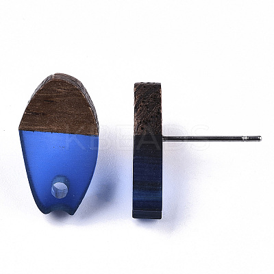 Transparent Resin & Walnut Wood Stud Earring Findings LS-MAK-N032-010A-A01-1