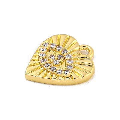 Heart with Evil Eye Rack Plating Brass Clear Cubic Zirconia Pendants KK-P277-14G-1