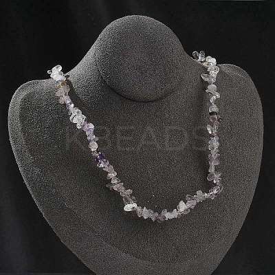 Natural Supper 7 Rutilated Quartz Chip Beaded Necklaces for Men Women NJEW-G159-01A-1