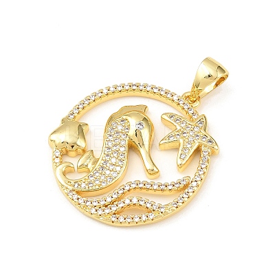 Ocean Brass Micro Pave Cubic Zirconia Pendants LS-KK-K411-04B-G-1