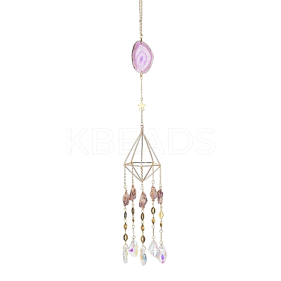 Glass Pendant Decorations AJEW-Q143-01-1