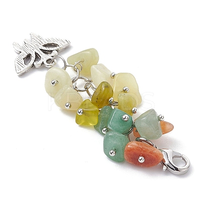 Alloy Charms & Natural Gemstone Chips Beaded Pendant Decoration HJEW-JM01208-1
