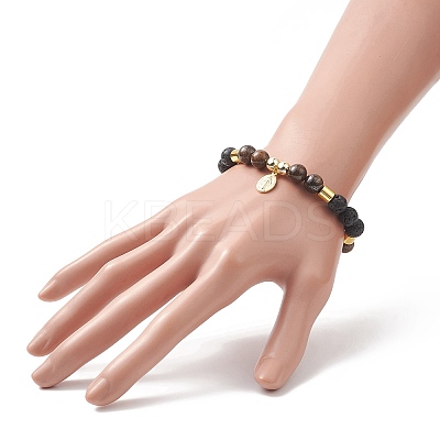 2Pcs 2 Style Dyed Natual & Synthetic Mixed Gemstone Beaded Stretch Bracelets Set BJEW-JB09325-1