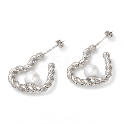 Rack Plating Brass Heart Stud Earrings EJEW-P249-01P-1