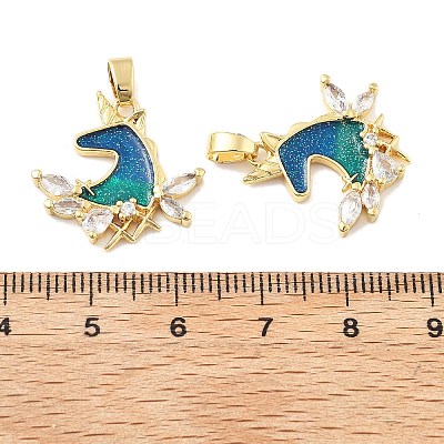 Brass Enamel Micro Pave Cubic Zirconia Pendants KK-M325-04G-1