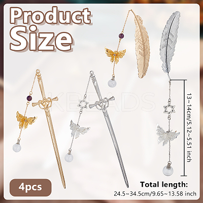 4Pcs Alloy Bookmarks AJEW-OC00037-1