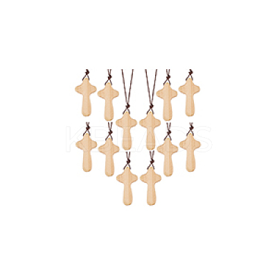 Wood Cross Pendant Decorations WOOD-WH0034-55B-1