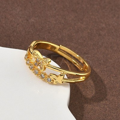 Brass Micro Pave Cubic Zirconia Finger Rings RJEW-H258-13G-1