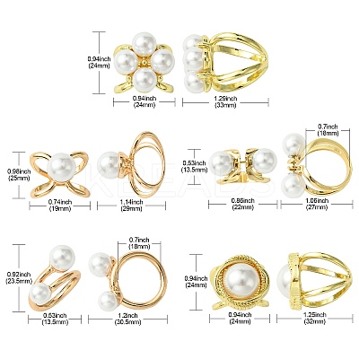 10Pcs 5 Styles Alloy with Plastic Scarf Buckle Ring AJEW-CJ0001-35-1