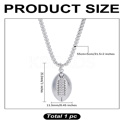 1Pc Anti-Tarnish Stainless Steel Rugby Pendant Box Chain Necklaces for Women Men NJEW-LP0001-11-1