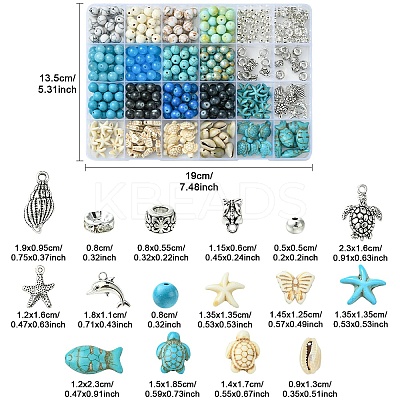 DIY Ocean Theme Synthetic Turquoise & Glass Beads Jewelry Making Finding Kits DIY-YW0010-95-1