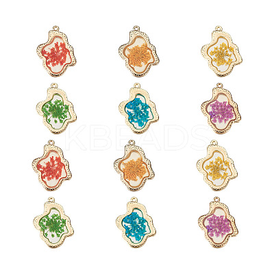 12Pcs 6 Colors Epoxy Resin Pendants RESI-CD0001-05-1