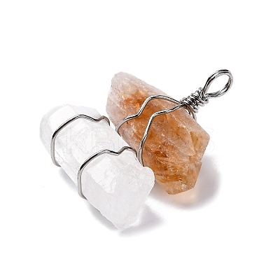 Natural Quartz Crystal & Yellow Quartz Nuggets Big Pendants G-K338-43P-07-1