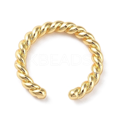 Rack Plating Brass Twist Rope Shape Open Cuff Rings for Women RJEW-Q777-01G-1